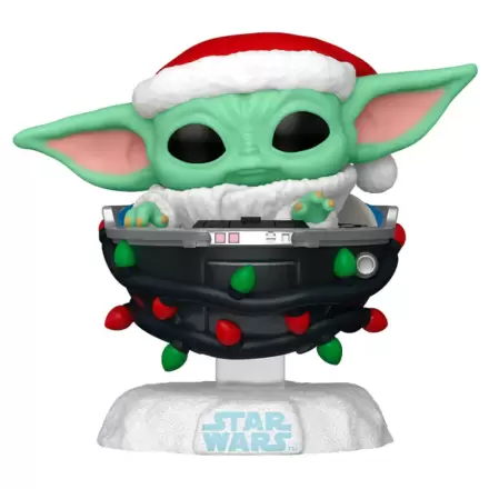 Funko POP figure Star Wars Grogu w czapce Świętego Mikołaja w wózku termékfotója