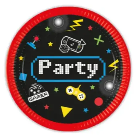 Talerzyki papierowe Gaming Party, 8 szt., 23 cm FSC zdjęcie produktu