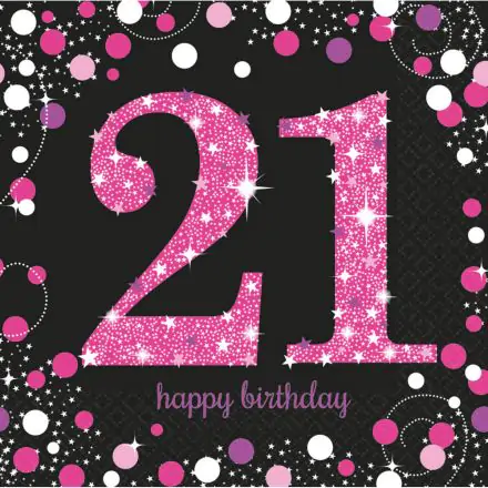 Happy Birthday 21 Różowe serwetki 16 szt. 33*33 cm zdjęcie produktu