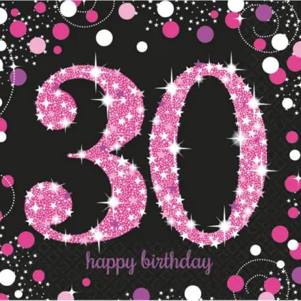 Serwetki Happy Birthday 30, opakowanie 16 sztuk, 33x33 cm zdjęcie produktu