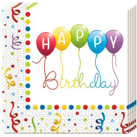 Happy Birthday Streamers Serwetki, 20 sztuk zdjęcie produktu