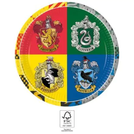Harry Potter Hogwarts Houses papierowe talerze 8 sztuk 23 cm FSC zdjęcie produktu