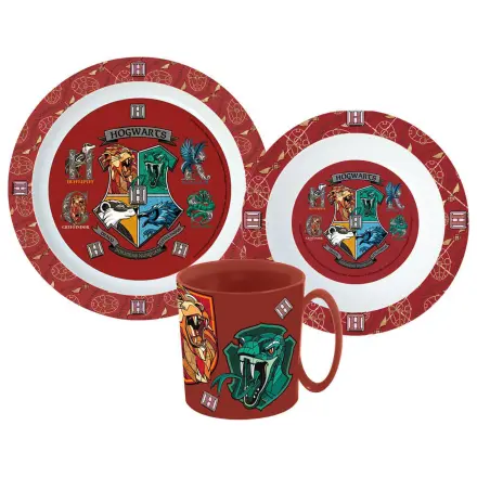 Harry Potter School Shields Dining Set, Micro Plastic Zestaw z kubkiem 350 ml zdjęcie produktu