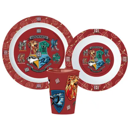 Zestaw naczyń Harry Potter School Shields Micro Plastic Set, ze szklanką 260 ml zdjęcie produktu