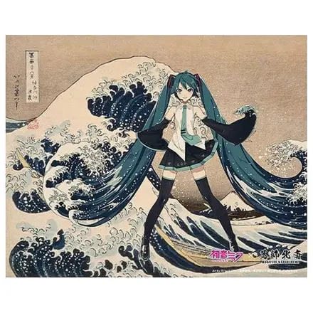 Hatsune Miku x Katsushika Hokusai iXima Canvas Art The Great Wave off Kanagawa/Fine Wind, Clear Morning 27 x 22 cm zdjęcie produktu