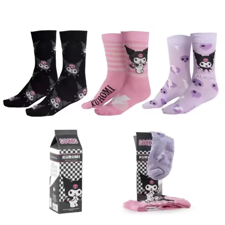 Hello Kitty Kuromi pack 3 pary skarpetek dla dorosłych zdjęcie produktu