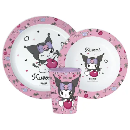 Zestaw naczyń stołowych Hello Kitty Kuromi, zestaw z mikro plastiku, ze szklanką 260 ml zdjęcie produktu