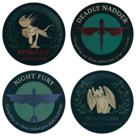 How to Train Your Dragon Coastery, 4-pak, metalowe, z nadrukiem smoka zdjęcie produktu