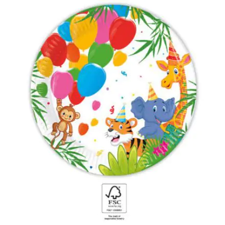 Jungle Balony, Talerzyki papierowe Jungle 8 sztuk 20 cm FSC zdjęcie produktu