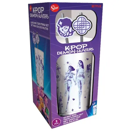 KPop Demon Hunters szklany kubek ze słomkami 485 ml zdjęcie produktu