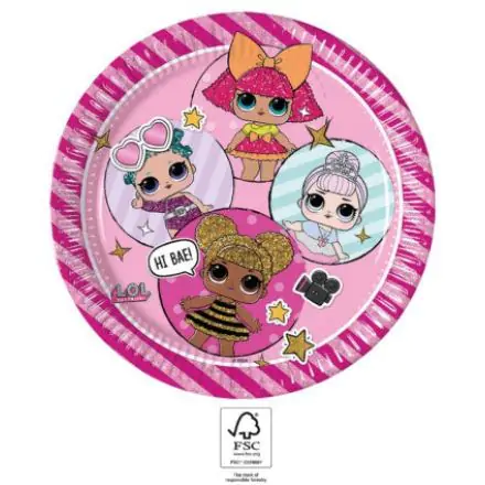 LOL Surprise Glitterati Talerze papierowe, opakowanie 8 sztuk, 23 cm, FSC zdjęcie produktu