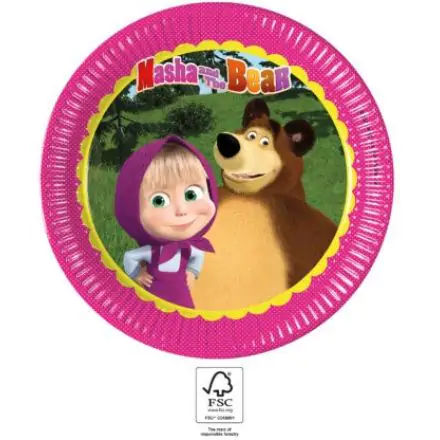 Masha and the Bear Papierowe talerze 8 sztuk 23 cm FSC zdjęcie produktu