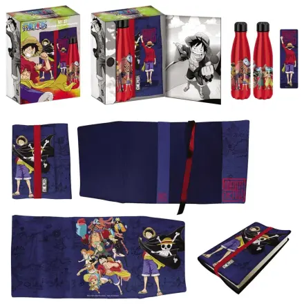 One Piece stalowa Butelka, Naklejka, Okładka na książkę Zestaw podarunkowy Niebieski zdjęcie produktu