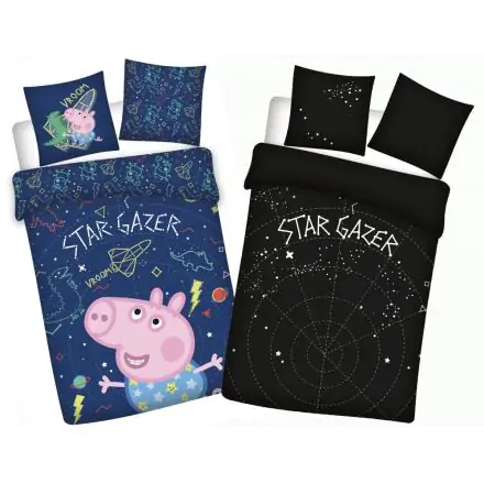 Peppa Pig świecąca w ciemności pościel dziecięca Komplet poszwy na kołdrę 100x135cm, poszewka na poduszkę 40x60cm zdjęcie produktu