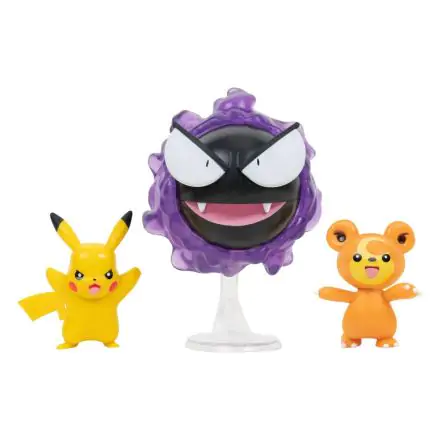 Pokémon Battle Figure 3-Pack Teddiursa, Pikachu #9, Gastly 5 cm zdjęcie produktu