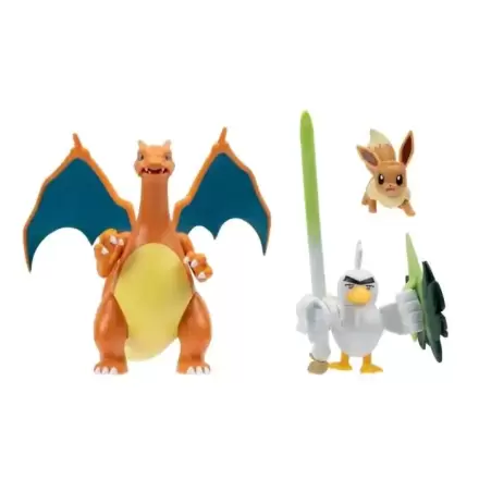 Figurki Pokémon, zestaw 3 figurek: Eevee, Sirfetch'd i Charizard zdjęcie produktu