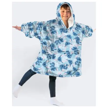 Stitch Blue Plush Fleece noszony Koc Poncho dla 7-14 lat zdjęcie produktu