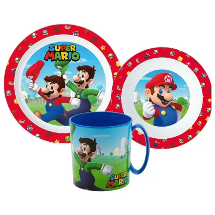 Super Mario Mushroom Kingdom Zestaw naczyń, zestaw Micro Plastic z kubkiem 350 ml zdjęcie produktu