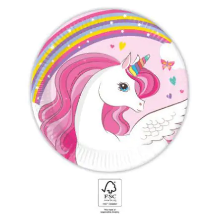 Talerze papierowe Unicorn Rainbow Colors, Talerze papierowe Unicorn 8 sztuk 20 cm FSC zdjęcie produktu
